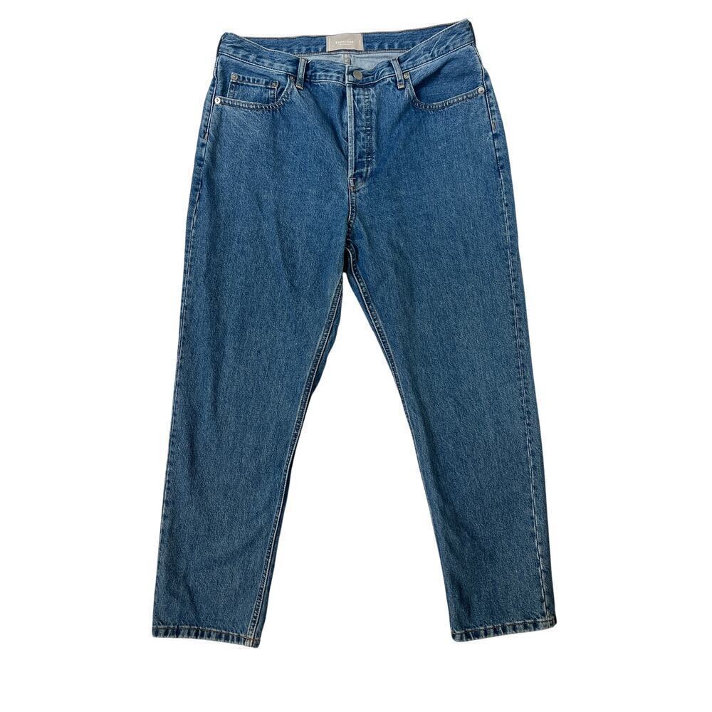 Everlane The Cheeky Jean sz 31 Crop Med Wash Straight Leg 90s High Waist EUC